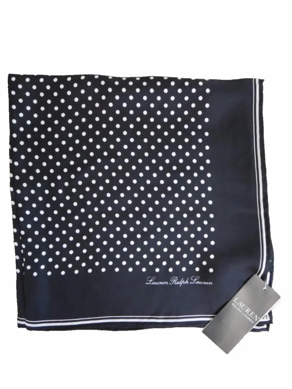 Lauren Ralph Lauren Black & White Polka Dot Silk Scarf/Twillie 22”x 22” Square